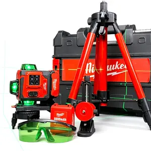 Milwaukee M12 Green 360° 3-Plane Laser Level Kit, 250 ft Range, ±1/8 In @ 33 Ft Accuracy, Self-Leveling, IP54, 15+ Hr Runtime, For Layout, Tiling And Installation, Includes Battery, Charger & Casegift  for  dads multitool