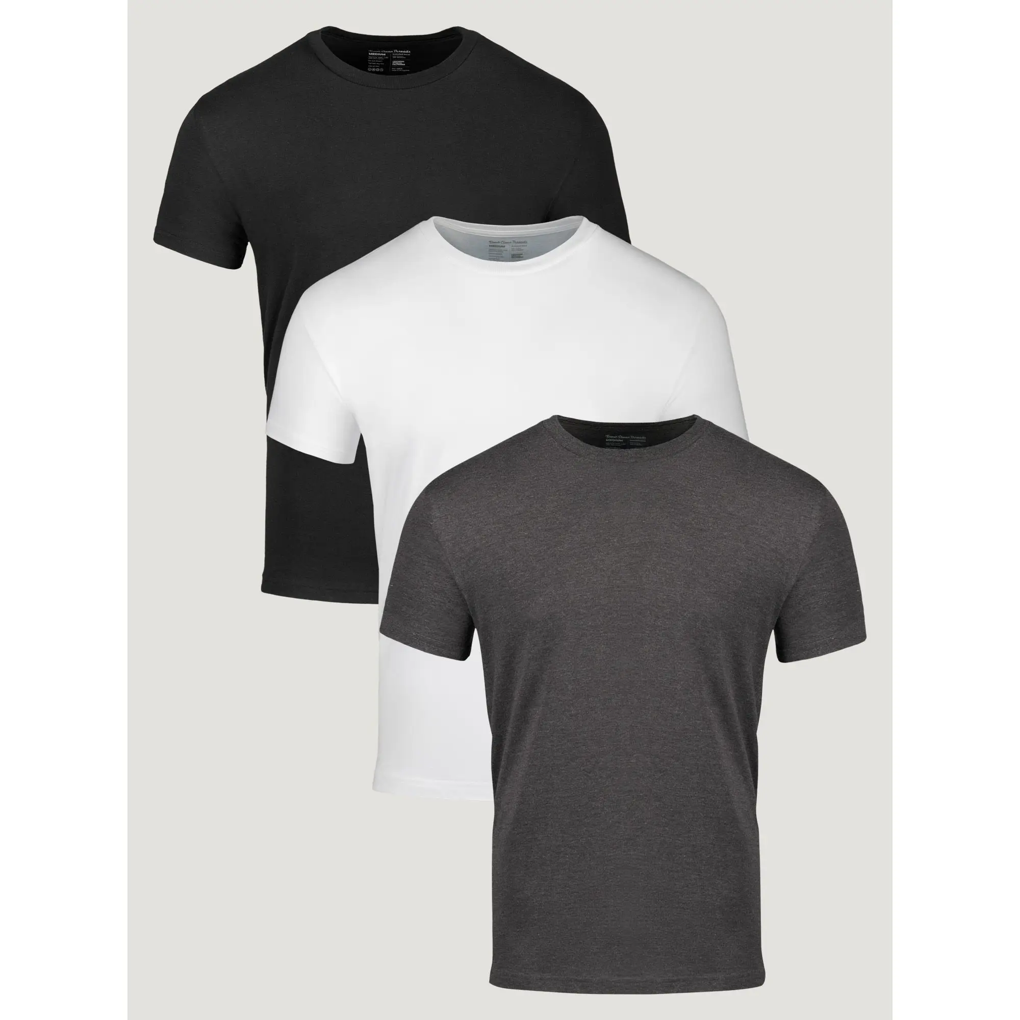 Fresh Clean Threads Basics Crew Neck T-shirt - 3-Pack - Ultra-Soft Fabric, Classic Fit - Choose Your Size/ Color Menswear Top Tshirt Streetwear