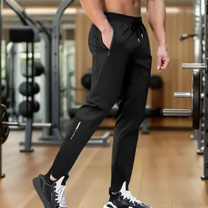 Men’s Fitted Zipper-Pocket Essential Sweatpants - Gym Sweats, Breathable Comfortable Casual Bottoms for Outdoor Workout, Spring-Fall Sport Pants