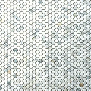 Calacatta Gold  Penny Round 12x12 Polished/Honed Marble Mosaic Tile Sample