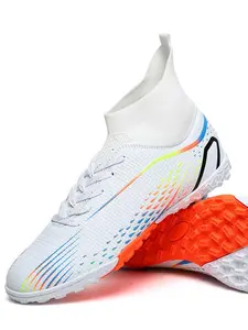 Men's Colorblock High Top Lace Up Football Shoes, Breathable & Non-slip Soccer Shoes, Professional Football Cleats, Football Boots for Outdoor Training