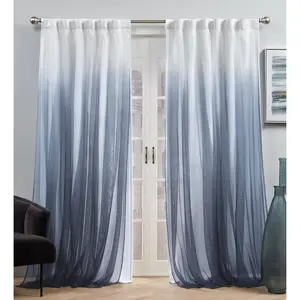 Set of 2 84"x54" Crescendo Lined Blackout Hidden Tab Curtain Panel Blue - Exclusive Home