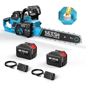 Seesii Chainsaw Cordless 12/16-inch, Electric HandHeld Chain Saw, 12/16-in Portable Chainsaw Battery Powered Saws for Trees Wood Cutting, 2 x 4.0Ah Battery and Charger Included CS16   #TikTokShopBlackFriday