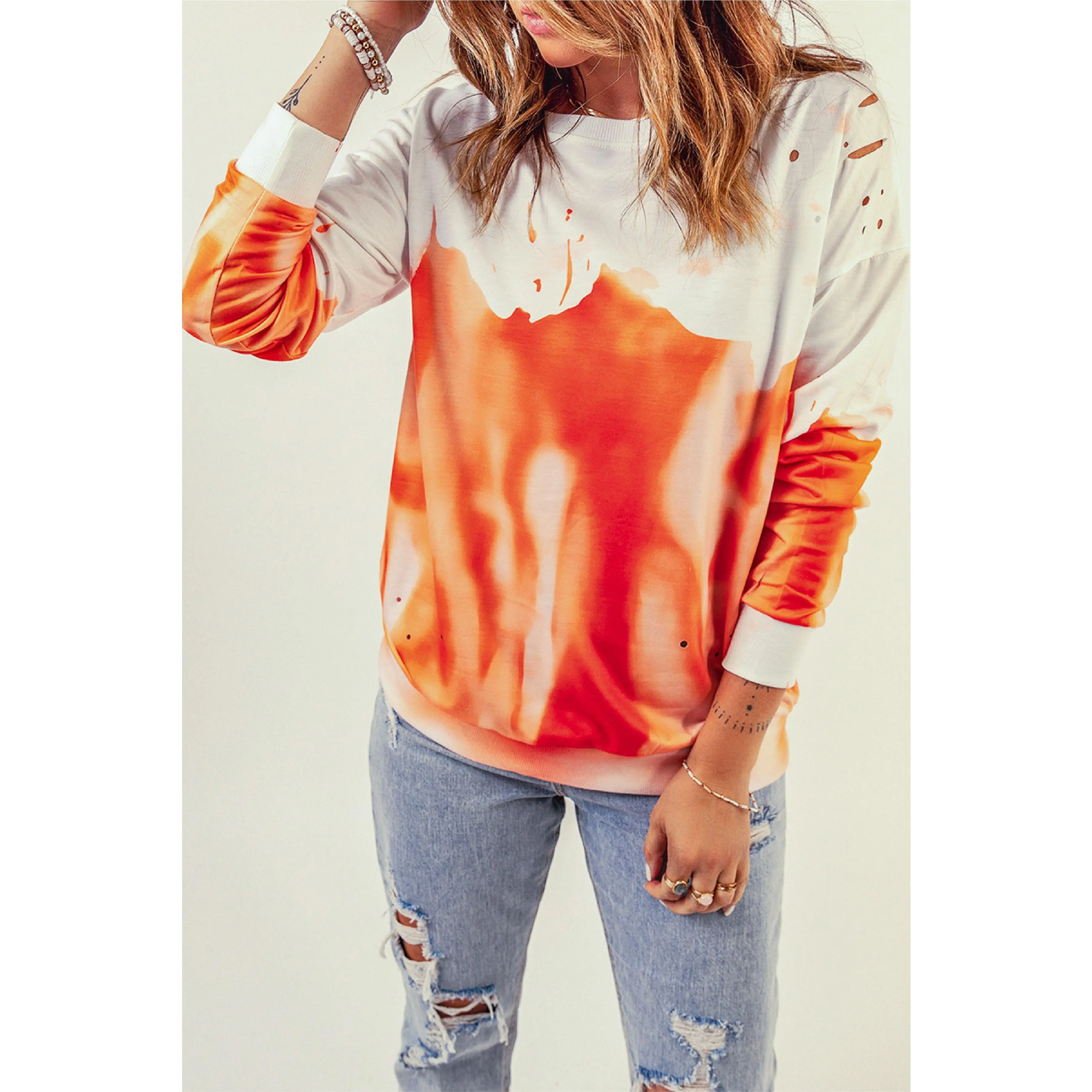 Tie Dye Distressed Sweatshirt