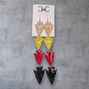 Medicine Wheel Arrowhead Earrings | Handmade Polymer Clay | Sterling Silver .925 Hooks | Lightweight & Hypoallergenic | Textured Tribal-Inspired Dangle Earrings | Creative Clay