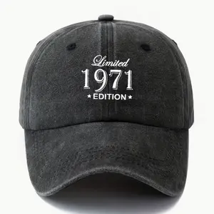 One Size Fits All Fashionable Baseball Cap with Printed Number 1971, Classic Vintage Washed Outdoor Lightweight Curved Brim Hat, Trucker Style Cap Suitable for Casual Occasions Like Outdoor Vacation, Travel, And