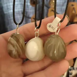 2 Inch Natural Tumbled Agate Crystal Pendant with 18 inch Adjustable Necklace Cord