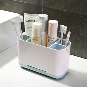 Bathroom Electric Toothbrush Holder, Large Brush and Paste Rack, Multi-Functional Plastic Toothbrush Stand, Non-Slip Base, Home Bathroom Sink Countertop