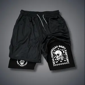 [Viral]  80s 90s Double-Layer Sports Shorts Graphic Shorts Black Camo Streetwear Shorts Men Outfits Men Vacation Outfits Shorts