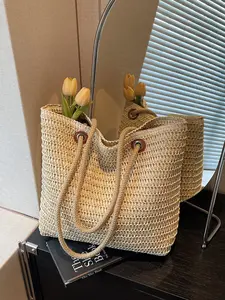 2026 New Straw Basket Bag, Handwoven Simple Versatile Shoulder Bag, Beach Bag for Vacation Travel, Daily Commute Crossbody Bag for Women