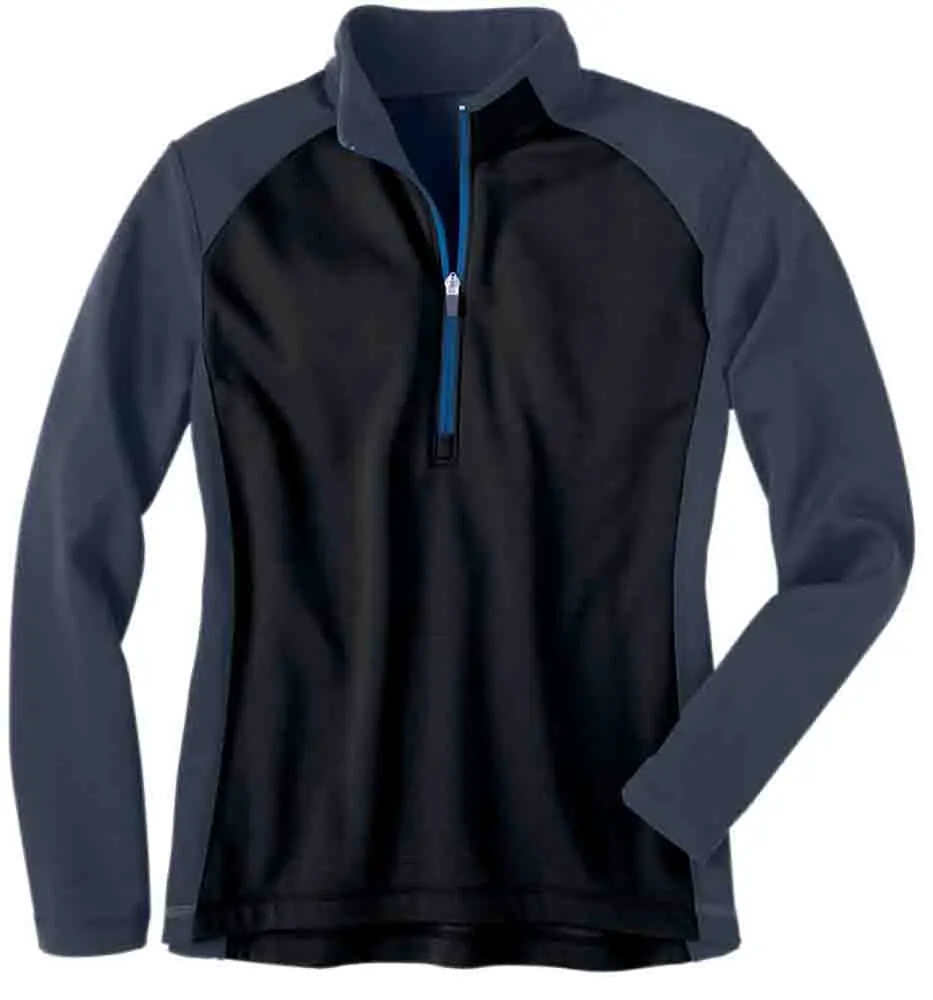 River's End Womens Half Zip Microfleece Layering Jacket Casual Outerwear Athletic - Black