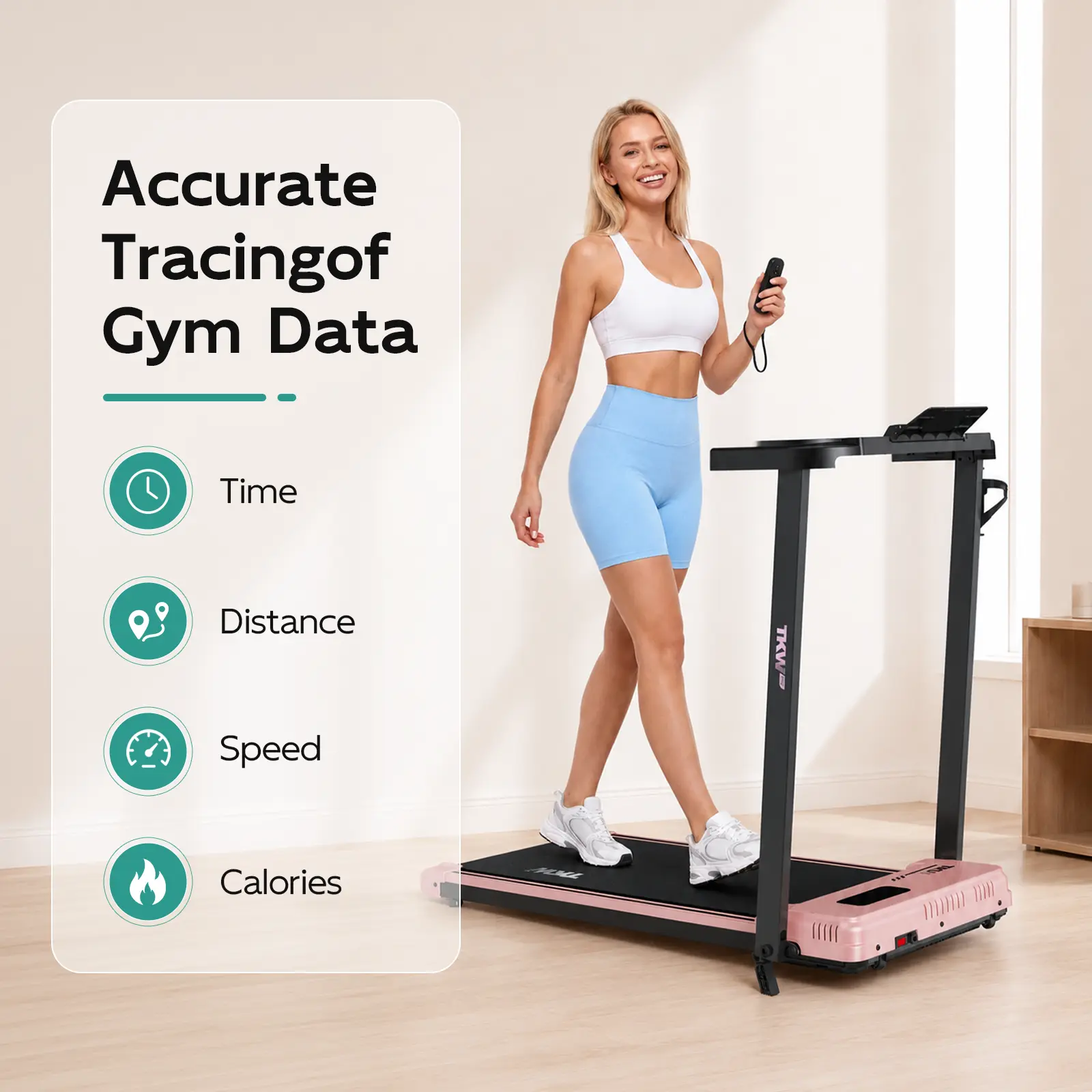 TKW Portable Walking Pad with Vibration & Handrail, Adjustable Incline, Under Desk Design, Remote Control, LED Display, 260lbs Weight Capacity Home Fitness Treadmill Walkpad