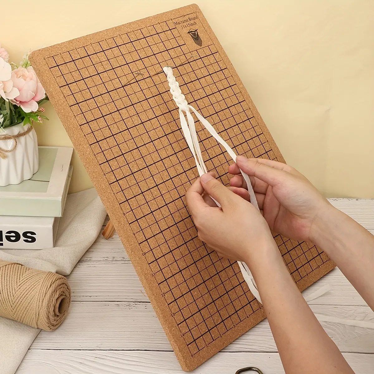 12x16 Inch Macrame Weaving Board, Dual-Sided Grid Handmade Crafting Mat, Includes Braiding Bracelet & Instructions for DIY Projects Hobbies