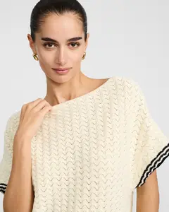 Express Cotton Tipped Open Stitch Dolman Sweater