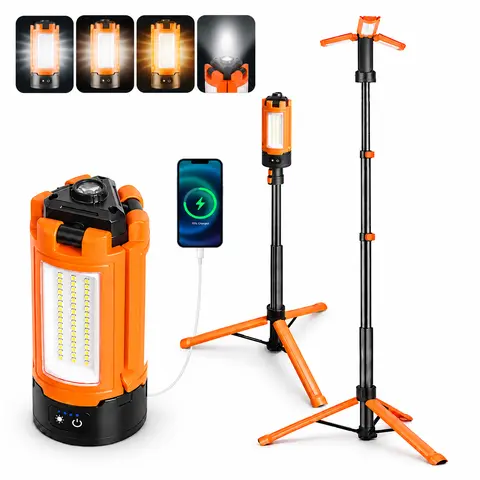 CuLiDing 3-Head LED Camping Lantern with 73in Adjustable Aluminum Alloy Tripod Stand, USB Rechargeable Flashlight, 12000mAh Power Bank, Hanging Adjustable Flashlight, Batteries & Cells, Outdoor Camping Essential Gift for Guys