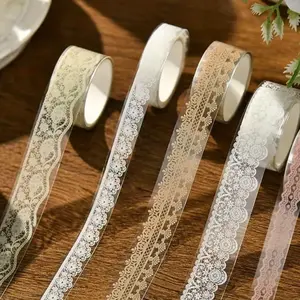 6 Rolls Lace Patterns Pet Tapes, Floral Arts Decorative Tape Set, Adhesive Transparent Masking Tapes for DIY Crafts, Scrapbooking, Gift Wrapping, Journal, Crafting Kit