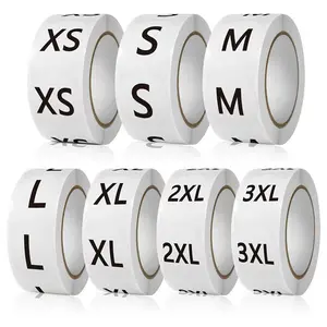 500pcs Clothing Size Sticker Labels, Adhesive Tabs, Round Self-Adhesive Fabric Tags for Clothes Retail, Suitable for T-Shirts Pants Skirts