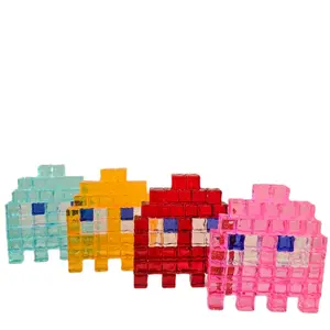 Pixel Retro Ghost Characters Handmade Glow in the Dark Acrylic Cubes for Collectors and Decor