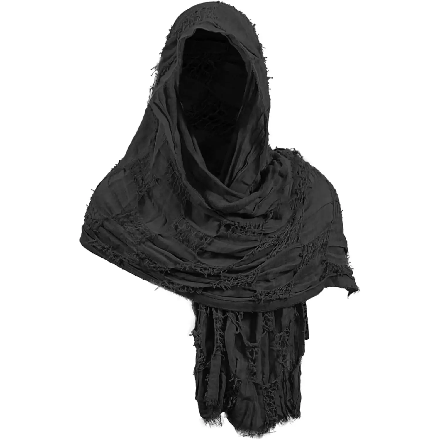 nezababycos Post Apocalyptic Hooded Shawl Scarf Medieval Renaissance Cowl Cloak Cape Tattered Costume for Men Women