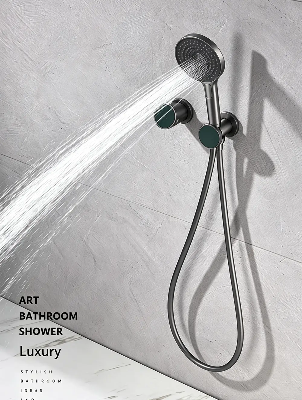 Fenghuang Modern Concealed-Installation Minimalist Handheld Shower Head, Brass Body, Hot/Cold Water, Rotatable Handle, Pre-Installed Single Unit Bathroom Gadget
