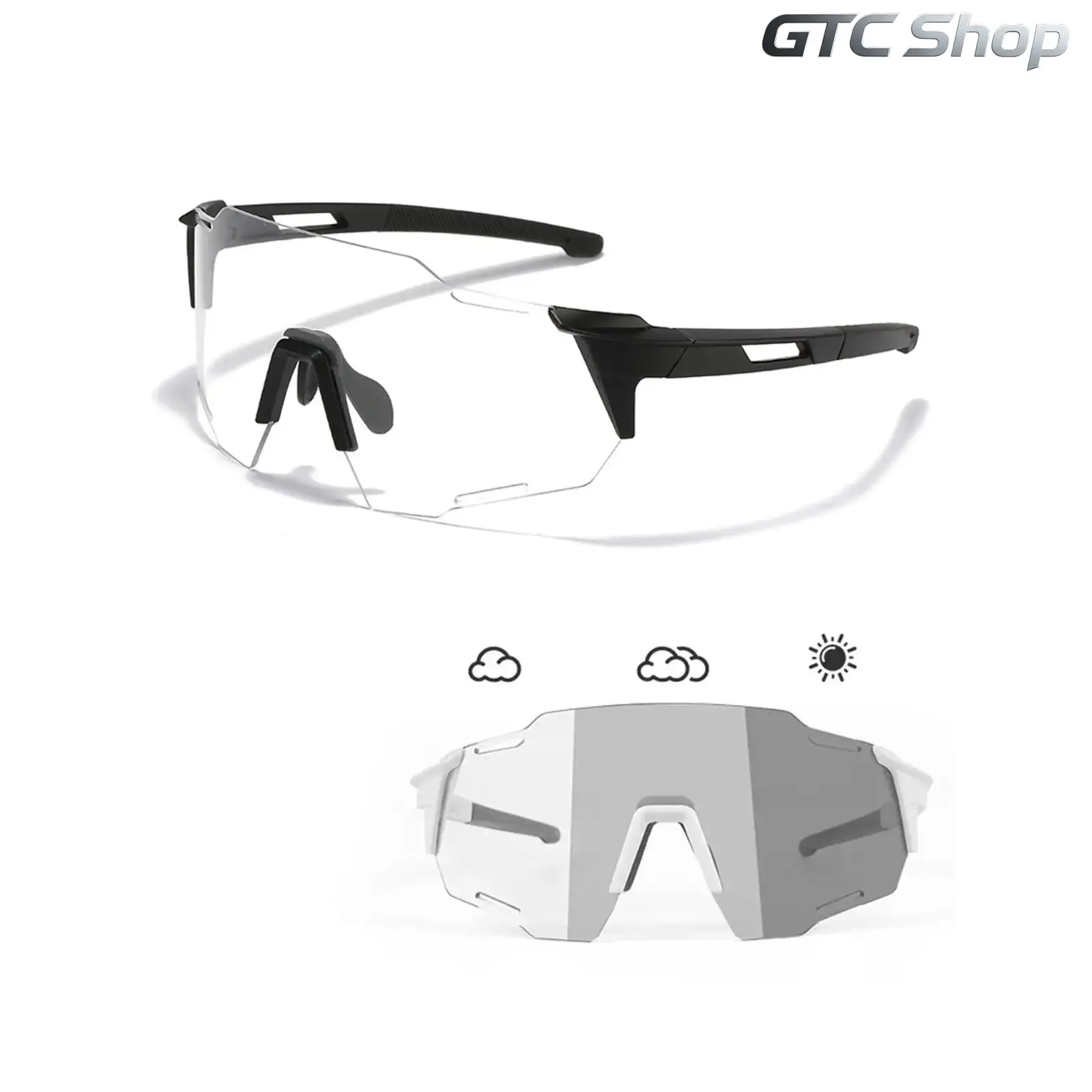 2-Piece Set Photochromic Sports Sunglasses, Ultralight Windproof Professional Cycling Glasses, Trendy Outdoor Activity Fashion Eyewear for Men Women #summervibes