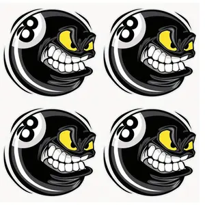 No. 8 ball style billiard ball vinyl waterproof motorcycle sticker, motorcycle helmet decorative decal, car and other decorative