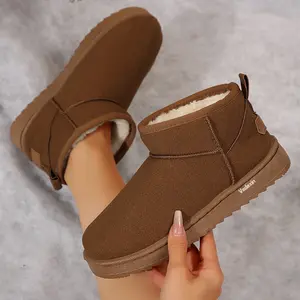 Women's Minimalist Style Winter Boots Fleece Lined Slip On Warm Ankle Indoor Outdoor Shoes