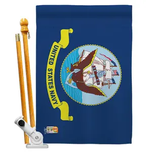 Americana Home & Garden 28x40 in. Navy Military Impressions Double-Sided Vertical Decorative House Flag Set with Flagpole, Flagpole Bracket Hardware (Model AA-MI-HS-140306-IP-BO-D-US18-AG)