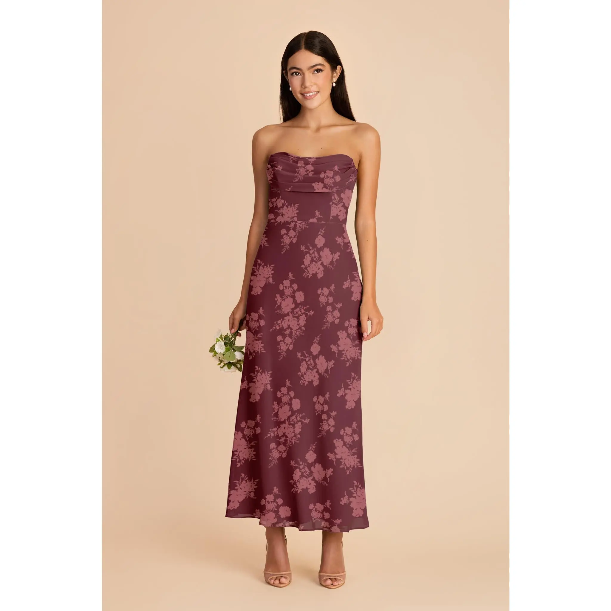Mischa Chiffon Dress - Sangria Whimsical Blooms - TikTok Shop