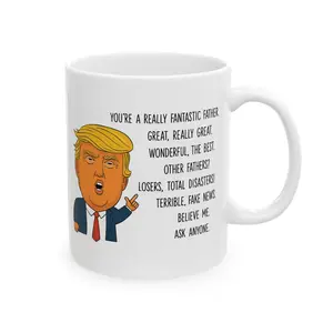 [SALE UP TO 50%] Funny Trump Dad Mug 11 oz – Gift for Dad Coffee Cup, Donald Trum Joke Mug