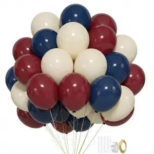 60-Piece Navy Blue, Burgundy & Cream Balloon Garland for 50th Birthday, Retirement & Vintage Party