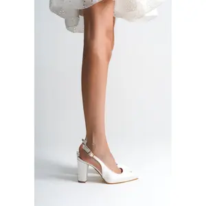 Cleo | Ivory Satin Slingback Heels