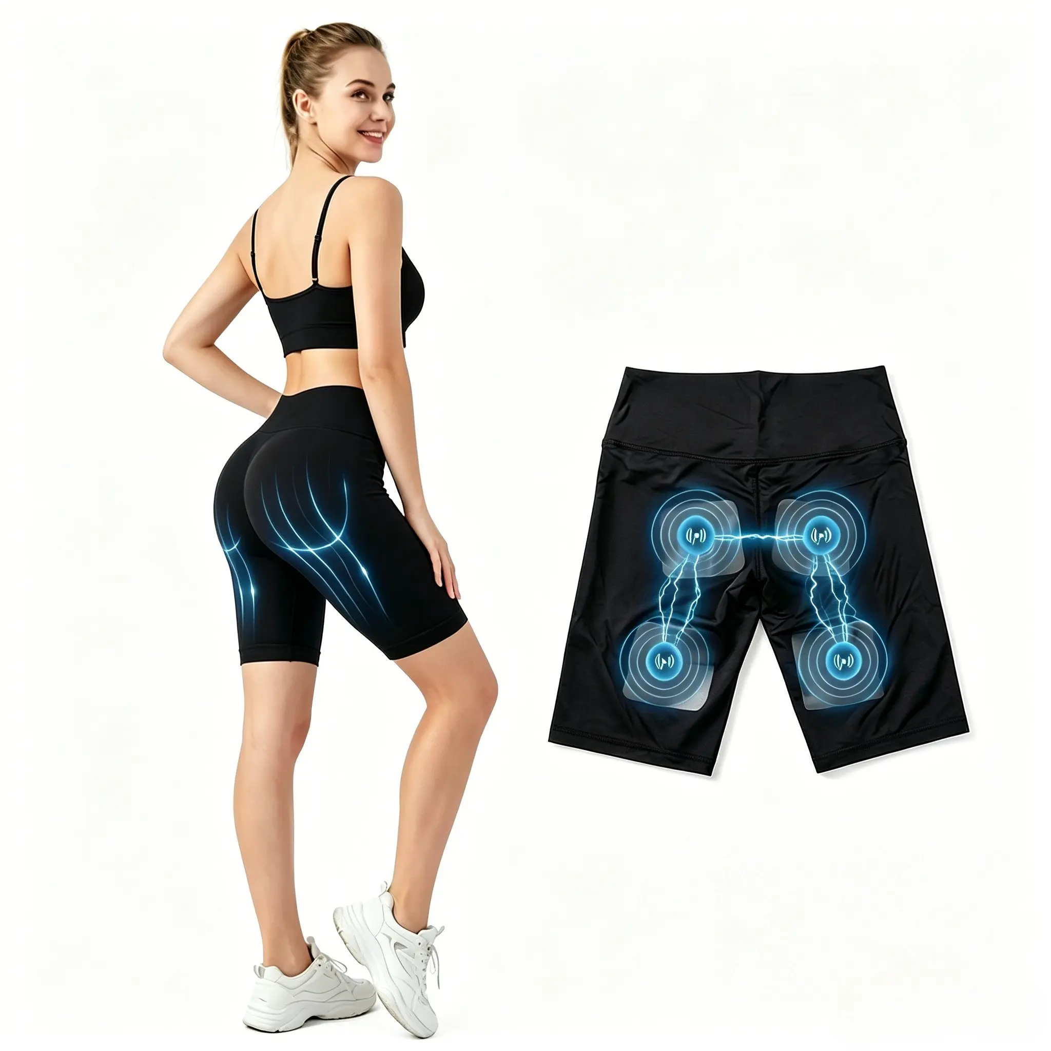 Buttock and Leg Massage Yoga Pants, Wearable Design, 8 Modes 19 Strength Levels Adjustable Settings, Simulation Hammer Massage Relaxation Pant, Perfect Gift for Women Friends