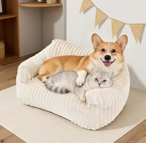 LIKIMIO Pet Couch Bed 24 & 30 Inch - Corduroy Fluffy Sofa for Cats & Small/Medium Dogs, Removable Washable Cover, Supportive Indoor Pet Furniture LIKIMIO Pet Couch Bed 24 & 30 Inch - Corduroy Fluffy Sofa for Cats & Small/Medium Dogs, Removable Washable Cover, Supportive Indoor Pet Furniture