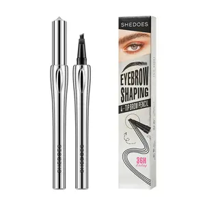 Microblading Effect 4-Tip Eyebrow Pencil, Ultra Fine Quad Head Brow Pen for Natural Realistic Brows