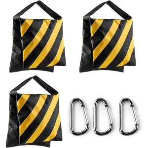 Heavy Duty Sand Bag Saddlebag for Photography Studio Light Stand Boom Arm Camera Tripod with Carabiner 3 Pack Yellow