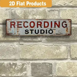 Vintage Recording Studio Metal Sign, 15.7x3.9 Inch Rustic Aluminum Decor, Waterproof Wall Art for Home Garage Outdoor, Christmas Gift Idea