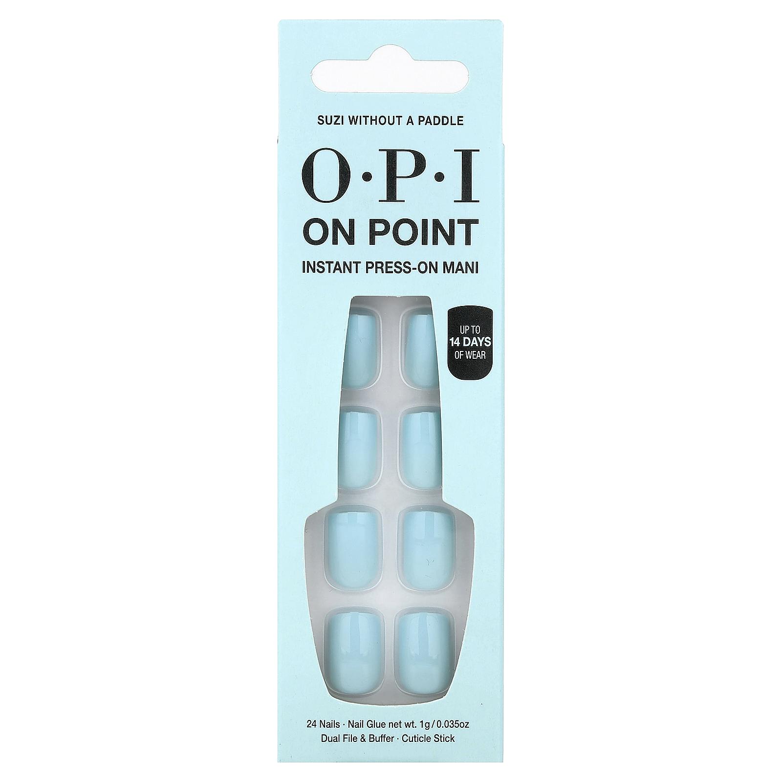 OPI On Point, Instant Press-On Mani, Short Length, Suzi without a Paddle, 27 Piece Kit