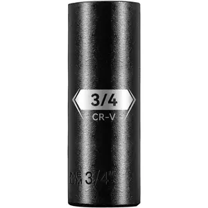 1/2 Inch Drive 6-Point Deep Socket, 3/4 Inch Deep  Socket, CR-V Steel