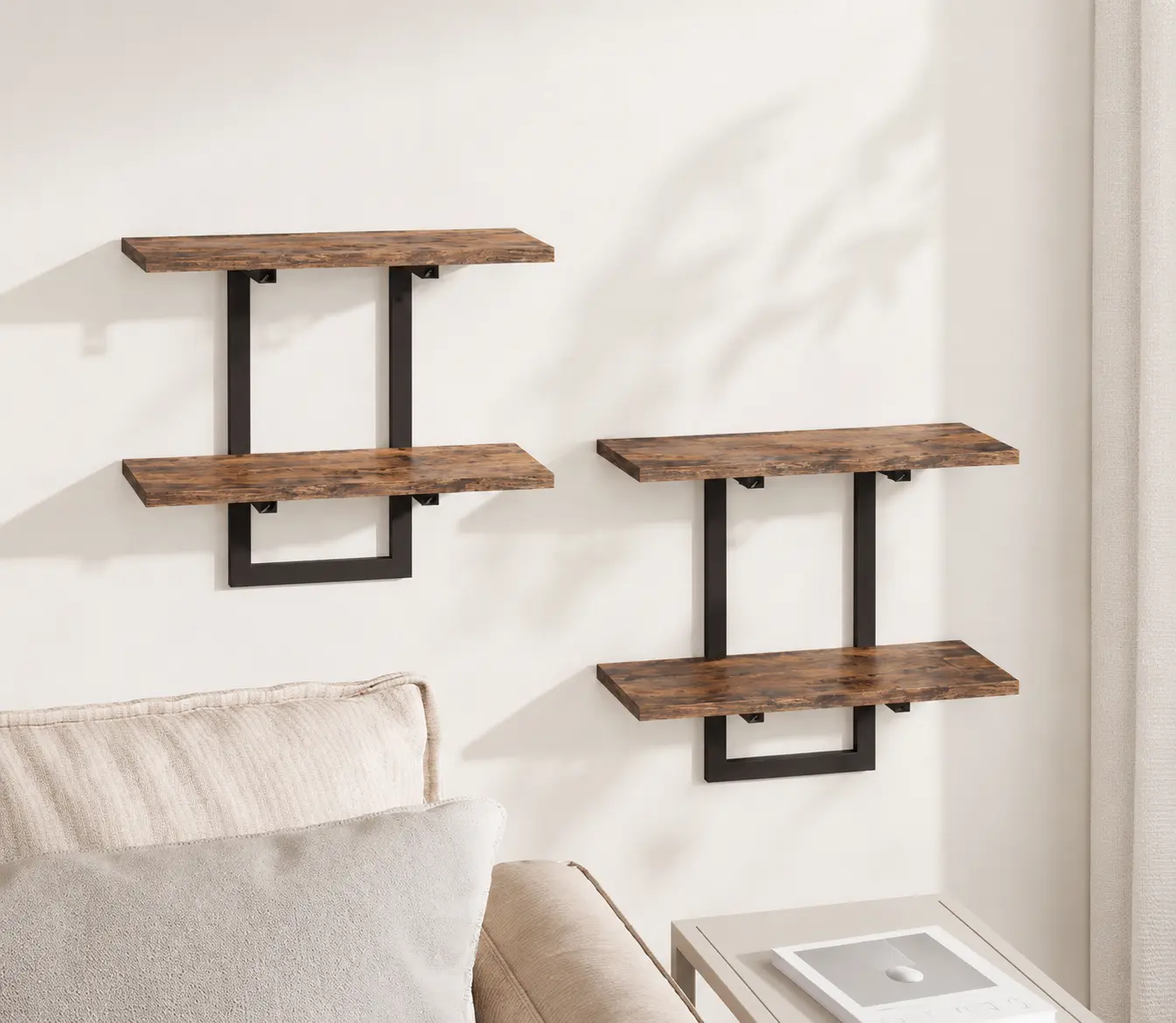 Set of 2,  Floating Shelves for Wall Planters for Indoor Plants Hanging Shelves Plant Holder Wall Decor Plant Stand Pack of 2 Brown