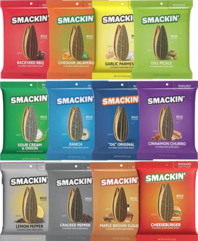 SMACKIN' Sunflower Seeds 4oz 12 Flavors YOU CHOOSE