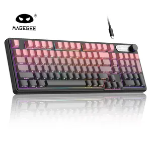 MageGee GK960 Multi-Functional Membrane Keyboard Wired RGB Lighting  Knob Ergonomic OEM Profile Side-Printed Keycaps Dual-System Support for Gaming Office