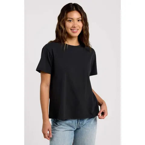 nuuds Women's Vintage Cotton Fabric Basic T-Shirt - Soft Oversized Short-Sleeve, Hip-Fitted, Natural Drape Casual Top for Everyday Wear