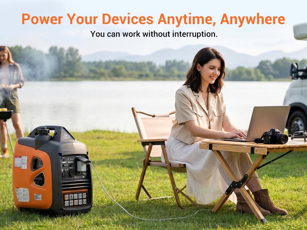 Efurden 2800-Watts Portable Inverter Generator, Gas Generators for Home Use, Camping, Super Quiet Emergency Home Backup, with Fuel Shut Off, 1.1Gal Fuel Tank, 39Lbs, EPA Compliant