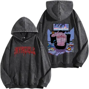Mark Grayson Invincible Washed Hoodie, Superhero Graphic Tee, Oversized Animated Series Streetwear Shirt, Vintage Comic Fan Apparel