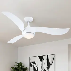 52" White LED Ceiling Fan – Phil, Downrod Mount, Remote Control, Quiet Reversible Fan for Home Kitchen