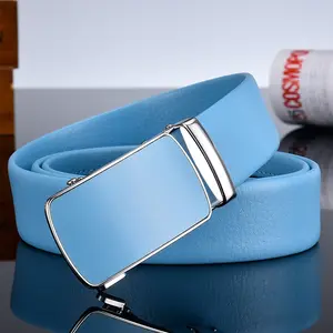 Men and Women Sky-blue Automatic Buckle Belt New Fashion Male Business Leisure Belt Bandwidth 3CM & 3.5CM