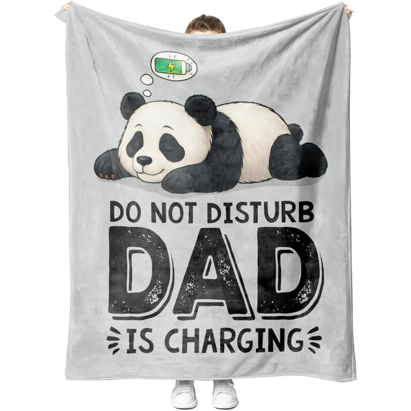 1pc Panda lovers, please do not disturb (funny content); Dad is charging; Christmas gifts from daughter and son to Dad; Funny birthday gifts from dad and husband; Flannel blanket as a Father's Day gift. Cozy Chic Blanket