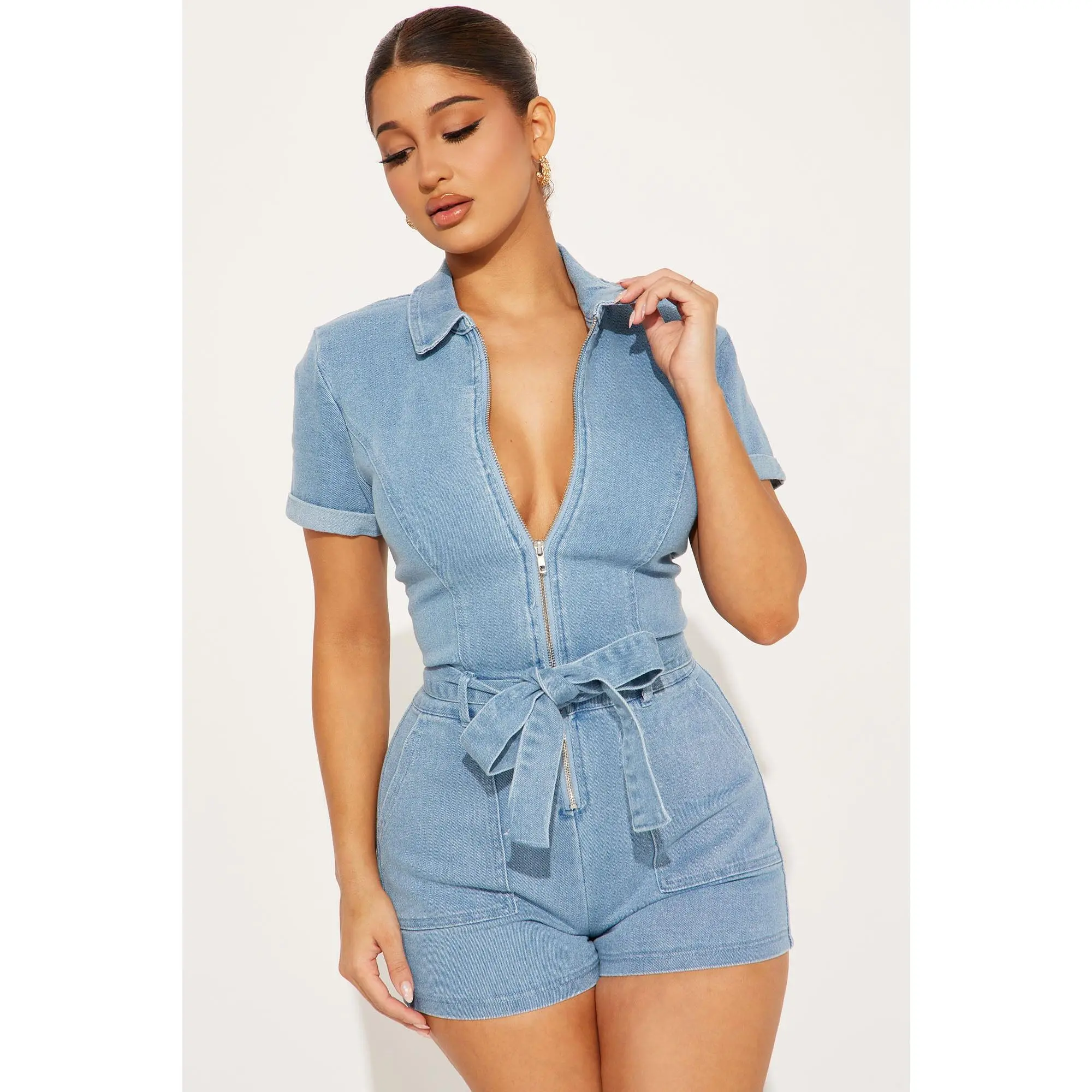 Bianca Denim Romper - Light Wash