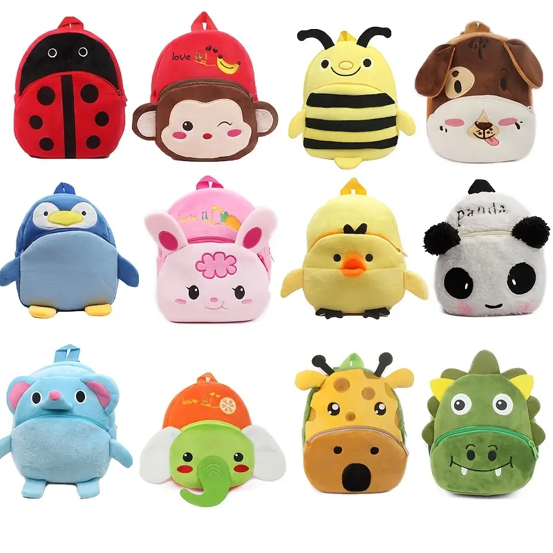 Plush Cartoon Animal Backpack for Toddlers - Small Polyester Coin Purse, Lightweight for Everyday Use and Travel, Synthetic, Kawaii Backpack, Fuzzy Backpack